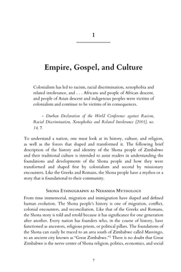 Empire, Gospel, and Culture
