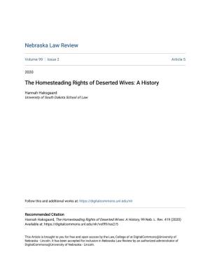 The Homesteading Rights of Deserted Wives: a History