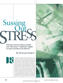 Chronic Stress Makes People Sick. but How? and How Might We Prevent Those Ill Effects?