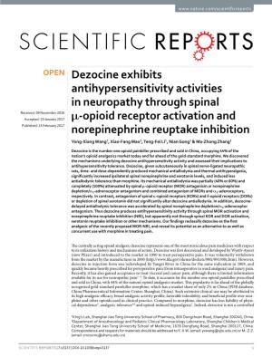 Dezocine Exhibits Antihypersensitivity Activities in Neuropathy Through