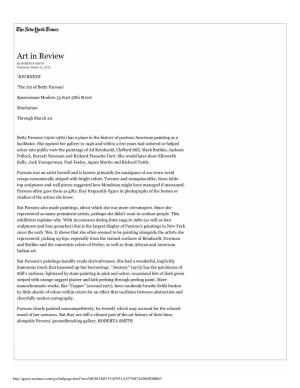 Art in Review by ROBERTA SMITH Published: March 12, 2010
