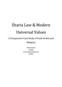 Sharia Law & Modern Universal Values