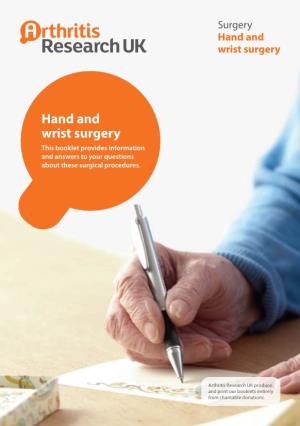 Hand and Wrist Surgery Information Booklet