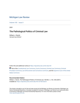 The Pathological Politics of Criminal Law