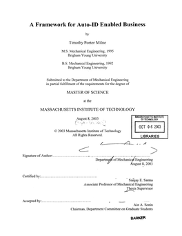 A Framework for Auto-ID Enabled Business