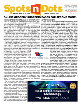 ONLINE GROCERY SHOPPING EASES for SECOND MONTH CONSUMERS LEANING TOWARD IN-STORE PICKUP ADVERTISER NEWS the U.S
