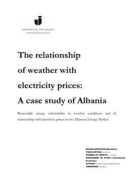 The Relationship of Weather with Electricity Prices: a Case Study of Albania