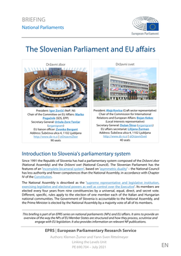 The Slovenian Parliament and EU Affairs