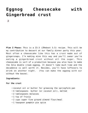 Eggnog Cheesecake with Gingerbread Crust