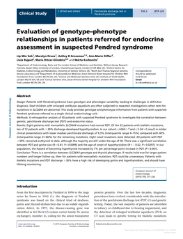 Evaluation of Genotype–Phenotype Relationships in Patients Referred for Endocrine Assessment in Suspected Pendred Syndrome