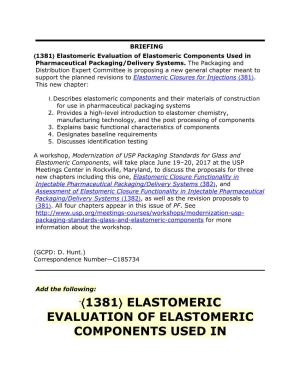 1381 Elastomeric Evaluation of Elastomeric