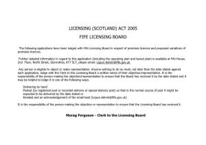 Licensing (Scotland) Act 2005 Fife Licensing Board