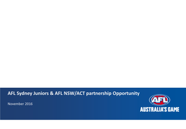 AFL Sydney Juniors & AFL NSW/ACT Partnership Opportunity