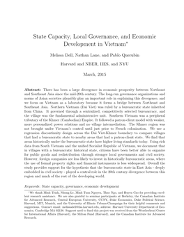 State Capacity, Local Governance, and Economic Development in Vietnam∗