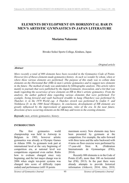 Elements Development on Horizontal Bar in Men's Artistic Gymnastics In