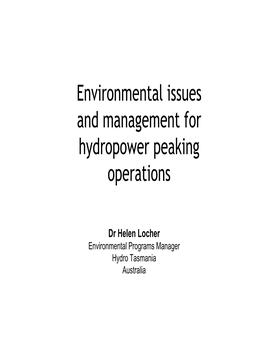Environmental Issues and Management for Hydropower Peaking Operations