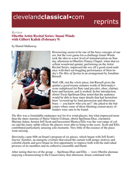 Review Oberlin Artist Recital Series: Imani Winds with Gilbert Kalish