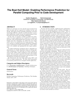 The Boat Hull Model: Enabling Performance Prediction for Parallel Computing Prior to Code Development
