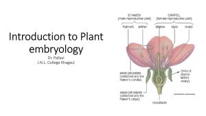 Introduction to Plant Embryology Dr