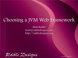 Choosing a JVM Web Framework