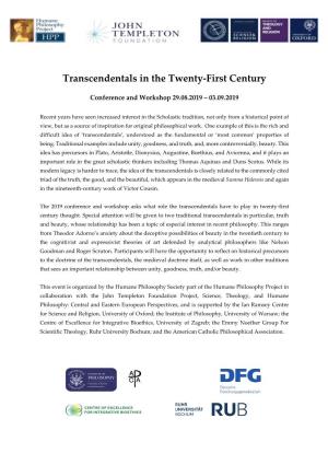 Transcendentals in the Twenty-First Century