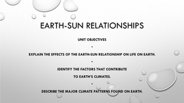 Earth-Sun Relationships