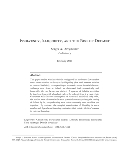Insolvency, Illiquidity, and the Risk of Default