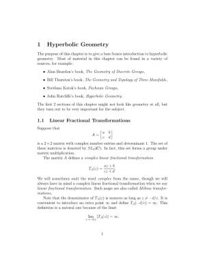 1 Hyperbolic Geometry