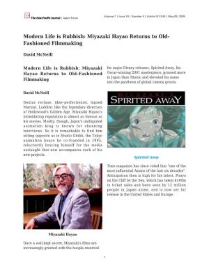 Modern Life Is Rubbish: Miyazaki Hayao Returns to Old- Fashioned Filmmaking