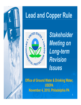 Lead and Copper Rule Stakeholder Meeting on Long-Term Revsion Issues