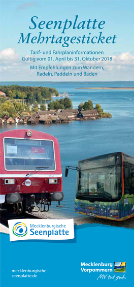 Seenplatte Mehrtagesticket Tarif- Und Fahrplaninformationen Gültig Vom 01