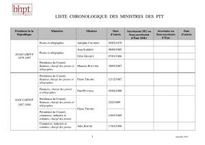 Liste Chronologique Des Ministres Des Ptt