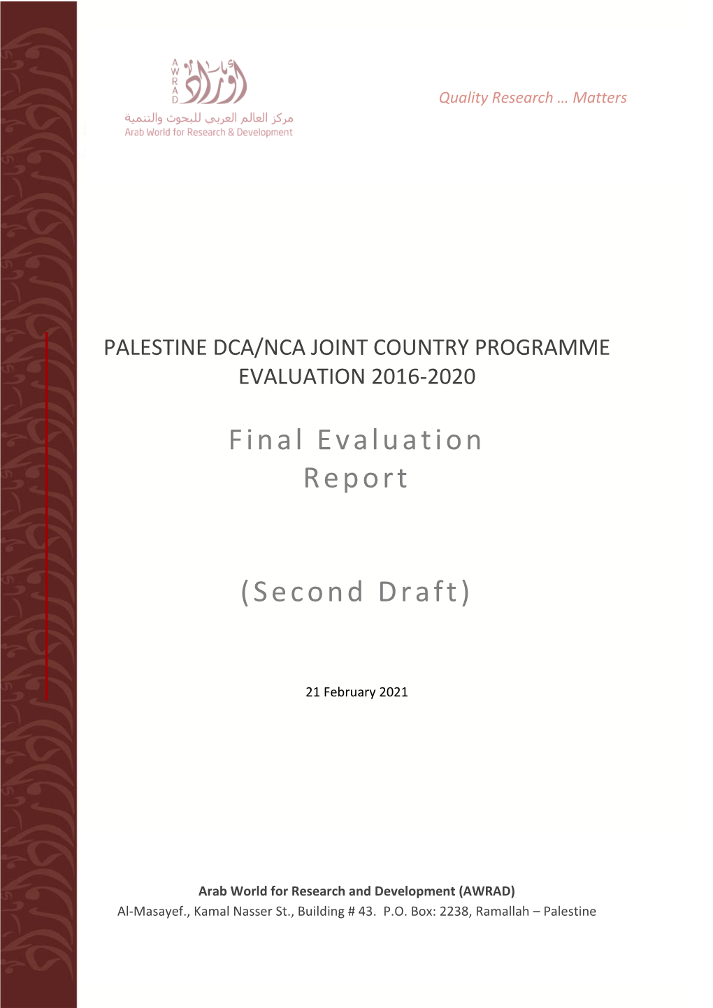 Palestine Joint Country Programme Evaluation Report