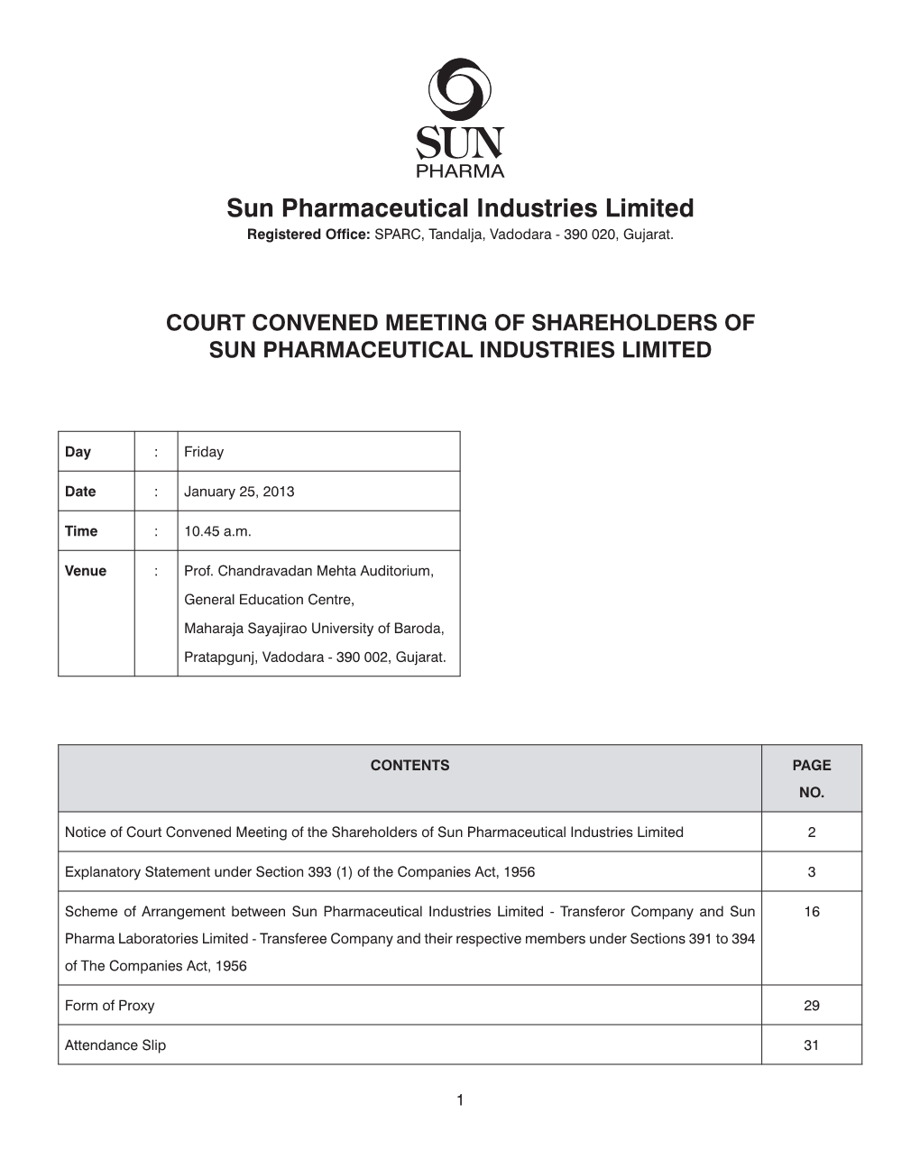 Notice of Convening the Meeting of Equity Shareholders
