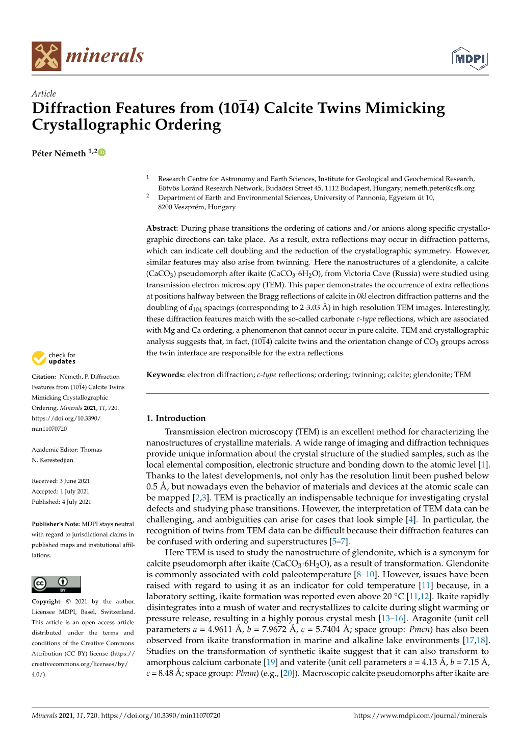 (1014) Calcite Twins Mimicking Crystallographic Ordering