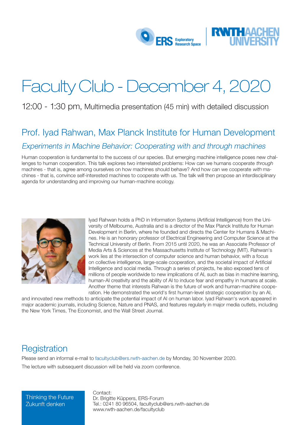 Faculty Club - December 4, 2020 12:00 - 1:30 Pm, Multimedia Presentation (45 Min) with Detailed Discussion