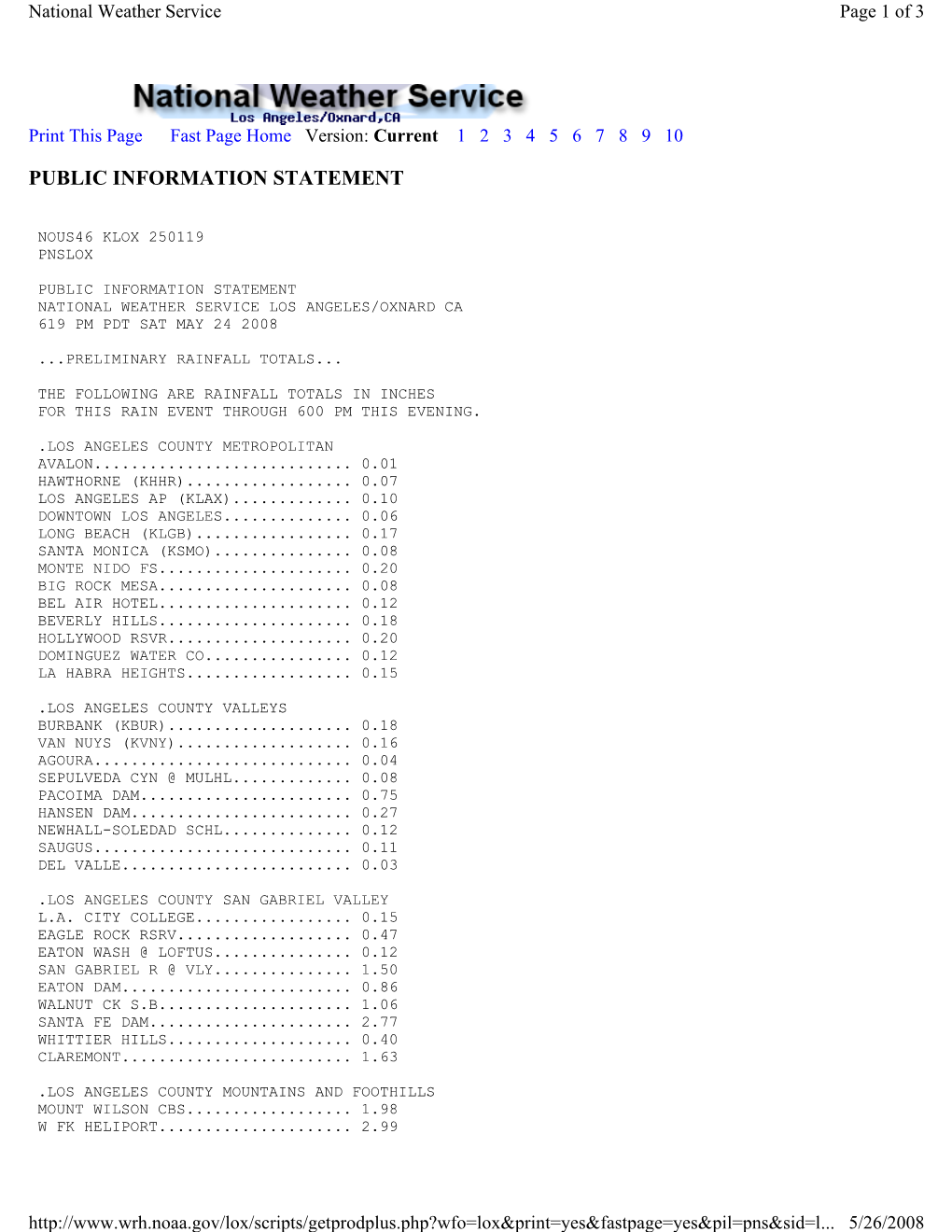 NWS Public Information Statement