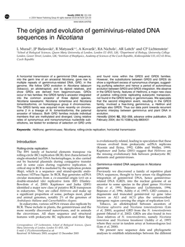 The Origin and Evolution of Geminivirus-Related DNA Sequences in Nicotiana