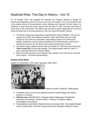 Noakhali Riots: This Day in History – Oct 10