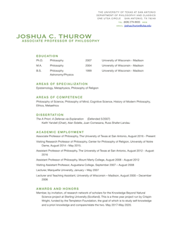 Joshua C. Thurow Associate Professor of Philosophy