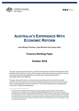 Australia's Experience with Economic Reform