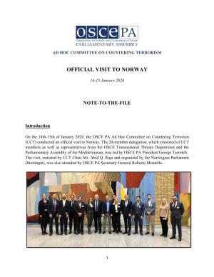 Report on Official Visit of the OSCE PA