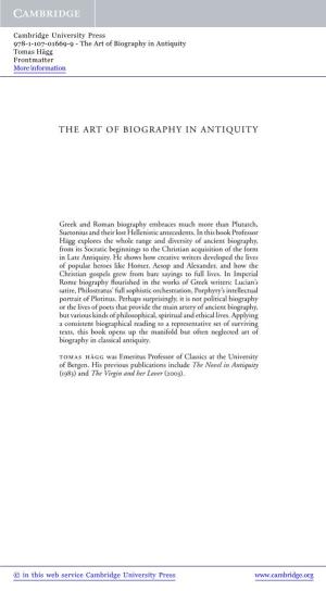 The Art of Biography in Antiquity Tomas Hägg Frontmatter More Information