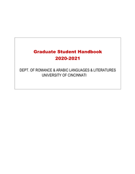 Graduate Student Handbook 2020-2021