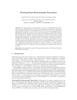 Floating-Point Homomorphic Encryption