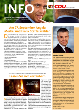 Am 27. September Angela Merkel Und Frank Steffel Wählen Eutschland Vor Der Entscheidung: Bereichen