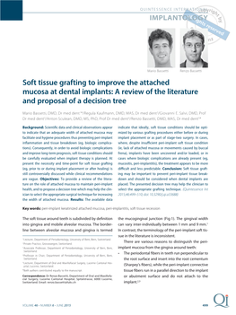 Soft Tissue Grafting to Improve the Attached Mucosa at Dental Implants: a Review of the Literature and Proposal of a Decision Tree