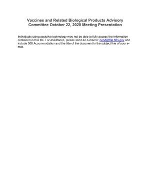 Vaccines and Related Biological Products Advisory Committee October 22, 2020 Meeting Presentation