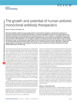 The Growth and Potential of Human Antiviral Monoclonal Antibody Therapeutics