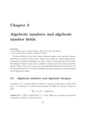 Chapter 3 Algebraic Numbers and Algebraic Number Fields